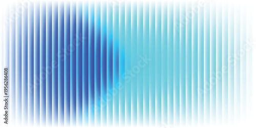 Abstract vertical blue light bar pattern background with glowing cyan center, creating a vibrant digital sound wave or equalizer effect, isolated on
