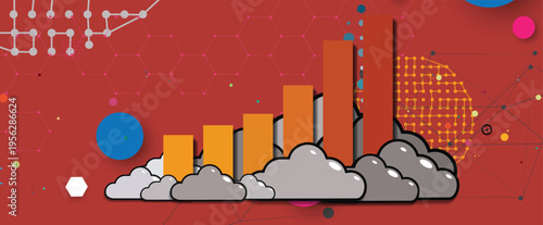 Cloud concept technology background and network security
