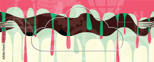 Cloud concept technology background and network security