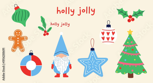 Christmas decorations include a gnome with holly and a gingerbread man on a table