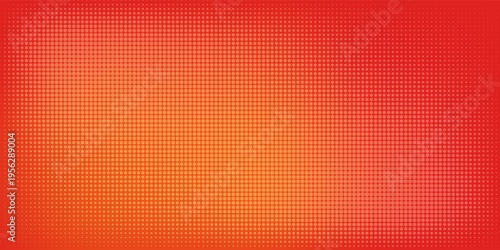 Vibrant Orange Red Halftone Gradient Background With Retro Pop Art Dot Pattern