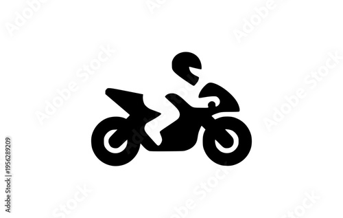 Black vector illustration of a motorcyclist riding a motorcycle