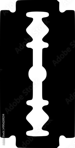 Black and white vector illustration of a razor blade design