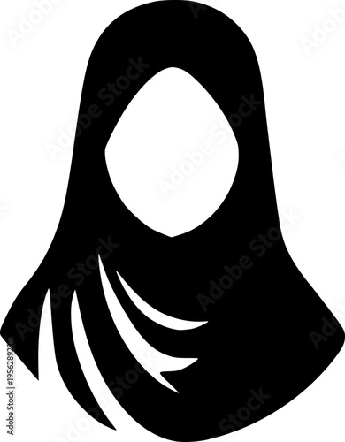 Vector graphic illustration of a woman wearing a traditional Islamic niqab headscarf design