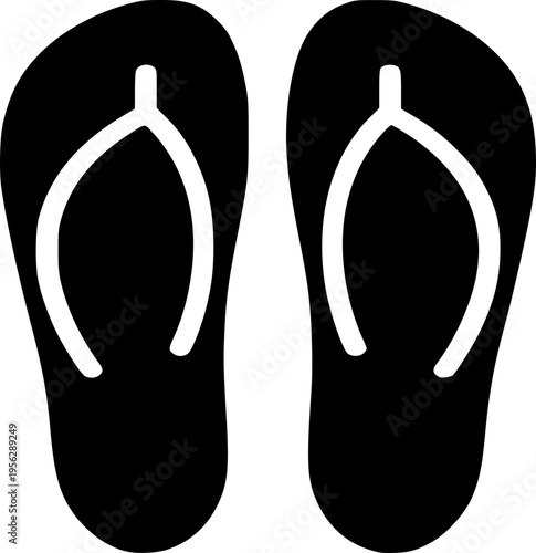 Black flip flops with white straps vector graphic illustration