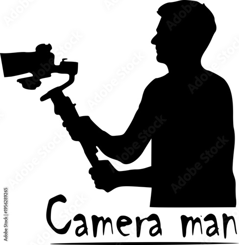 Silhouette of a cameraman holding a camera on a stabilizer