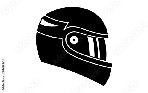 Black motorcycle helmet vector graphic illustration for safety gear and racing design