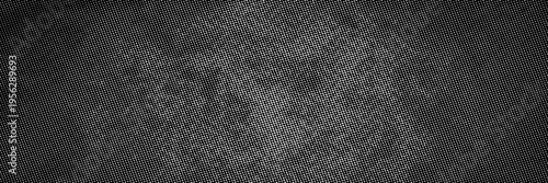 Black and White Halftone Grain Texture Background with Distressed Polka Dot Pattern and Vintage Grunge Gradient Overlay. vector illustration