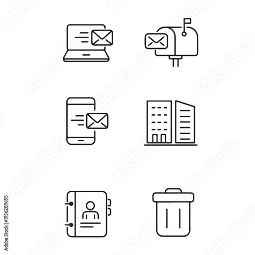 Digital Messaging Icons – Chat, Notification & Online Communication Outline Vector Set
