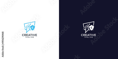 pen and speech bubble logo design, consulting, finance and business logo