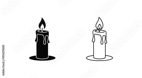 Burning Candle Icon Set Vector Illustration