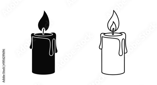 Burning Candle Icons Set Vector