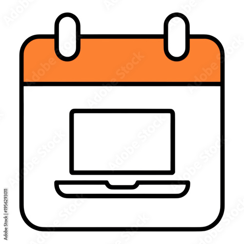Calendar With Laptop Outline UI Icon