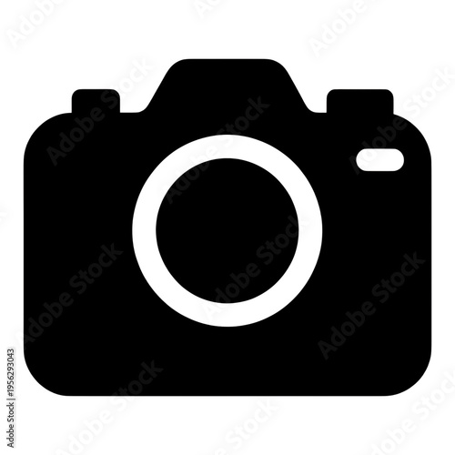 Camera With Lens Outline Line Icon