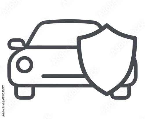 Car With Shield Outline UI Icon