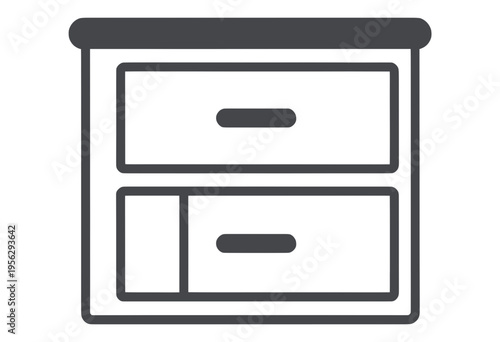 Drawer Cabinet With Partition Outline UI Icon