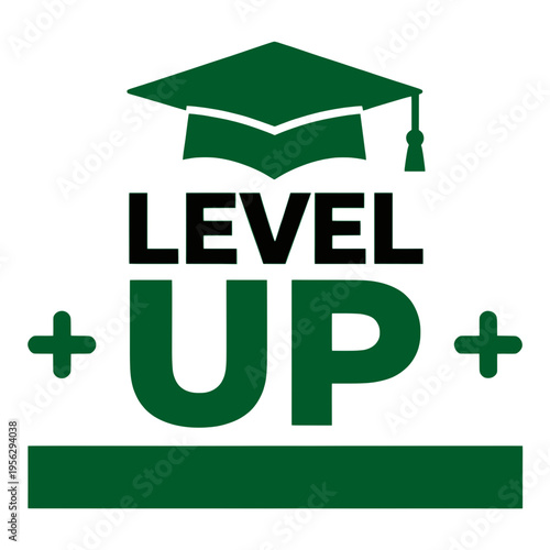 Graduation Cap Level Up Text UI Icon