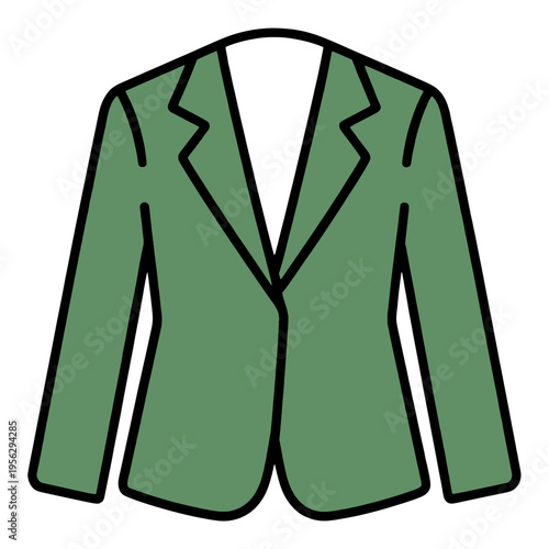Green Blazer Outline Vector Icon