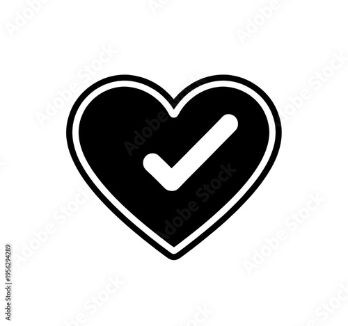 Heart Shape With Check Mark Line Icon