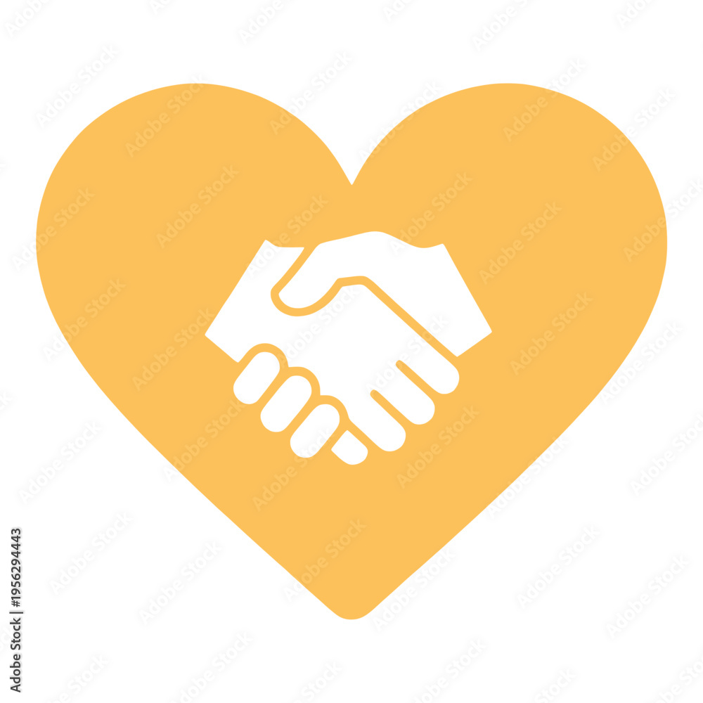 Obraz premium Heart With Handshake Outline UI Icon