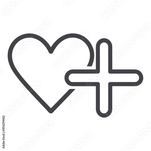 Heart With Plus Sign Line Icon