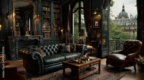 elegant salon in belle epoque palace