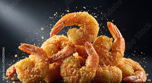 Wallpaper Mural Delicious Golden Fried Shrimp with Crispy Breading and Seasoning on a Dark Background Torontodigital.ca