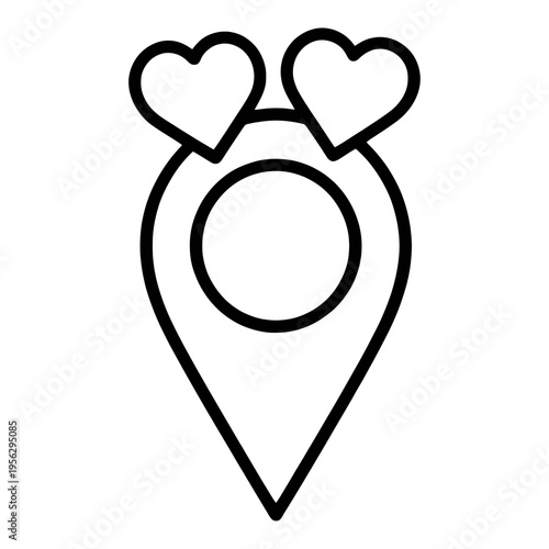 Map Pin With Hearts Outline UI Icon
