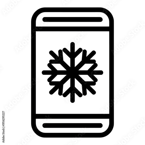Mobile Phone With Snowflake Line Icon