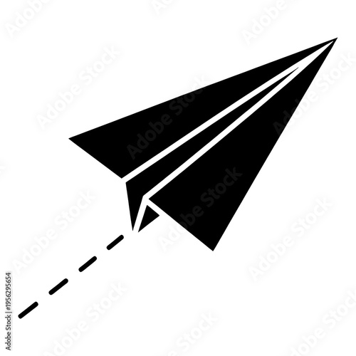 Paper Airplane With Trail Outline UI Icon