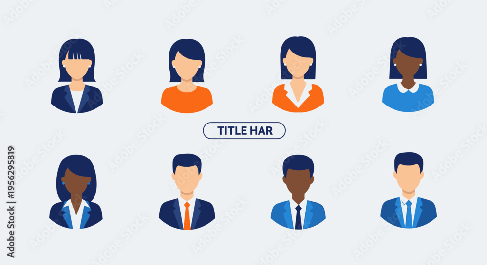 Fototapeta premium Diverse business people icons set, flat design, vector illustration
