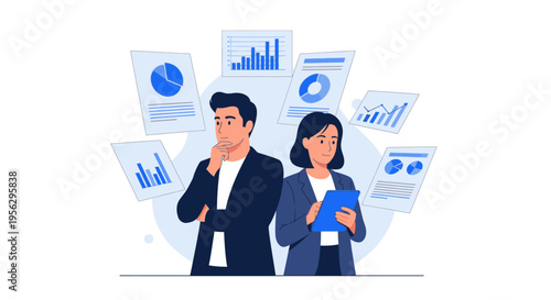 Business people analyzing data and graphs