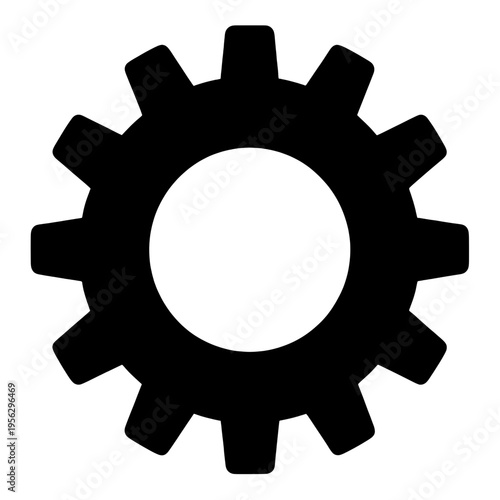 Round Gear With Hollow Center Outline UI Icon