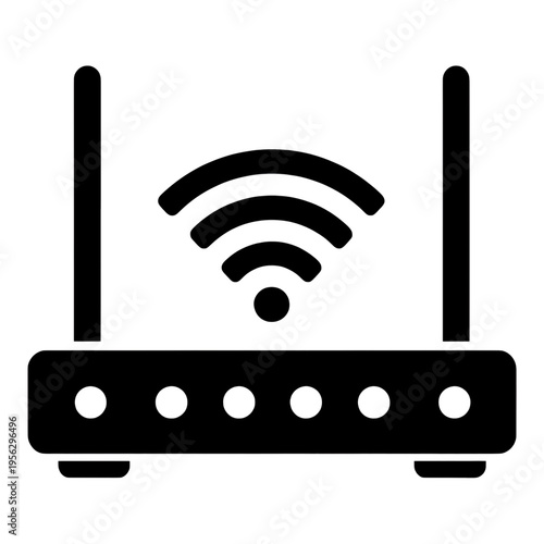Router With Antenna And Wifi Signal Line Icon