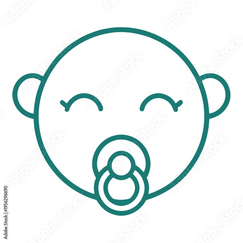 Smiling Baby Face With Pacifier Outline Icon