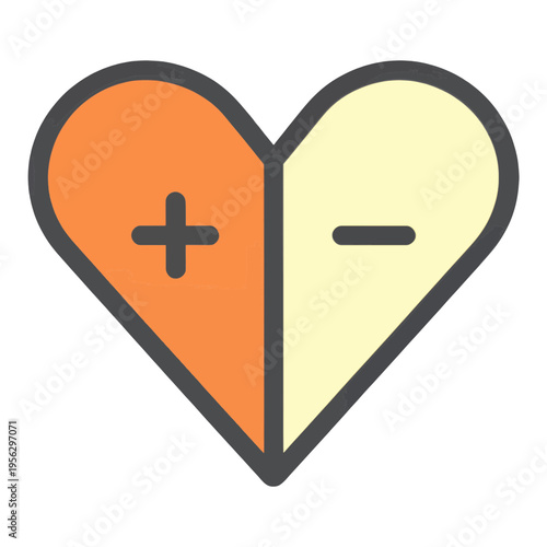 Split Heart With Plus And Minus Icon