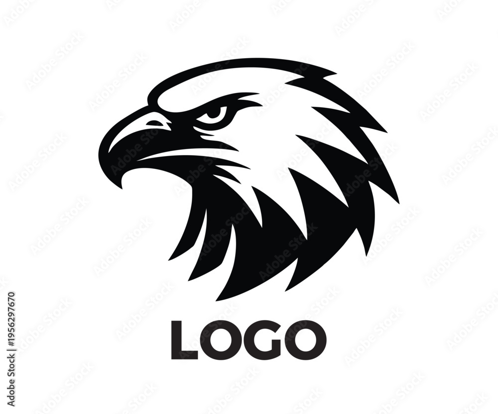 Obraz premium Fierce Eagle Head Mascot Logo - Bold Bald Eagle Vector Illustration for Sports, Security, and Corporate Branding