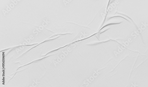 Bilde på lerret crumpled paper texture overlay effect PNG, white paper wrinkled poster template ,blank glued creased paper sheet mockup