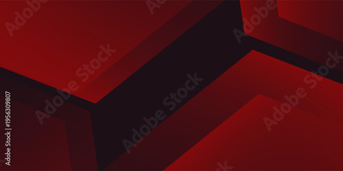Abstract Dark Red and Black Geometric Background with Hexagonal Shapes and Professional Tech Gradient.