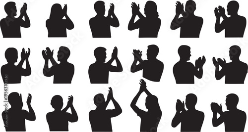 Silhouettes of people taking photos with their smartphones