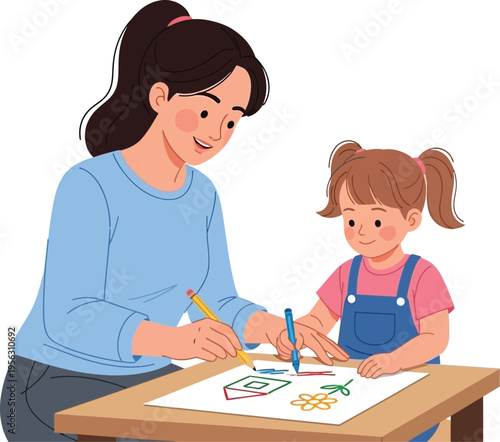 Adult and Child Learning to Draw Together, Creative Education