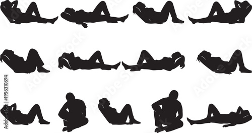 Yoga poses in various sitting and lying down positions