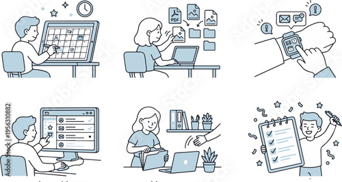 Creative Thinking Brainstorming and Project Ideation Process Concept Illustration Set
