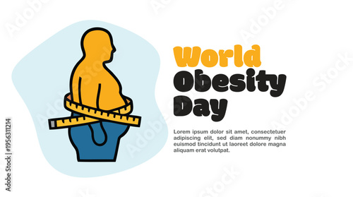 Overweight person with tape measure promoting obesity awareness