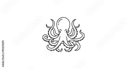 Black and White Octopus Illustration Design.