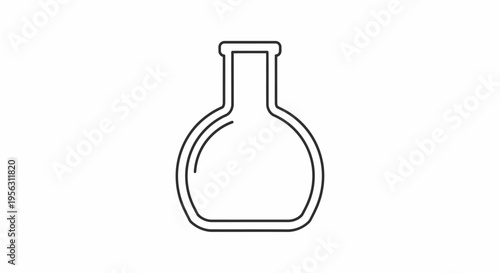 Laboratory Flask Simple Line Art Illustration.