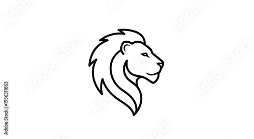 Lion Head Illustration Simple Line Art.