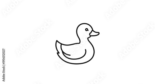 Simple Black Line Drawing of a Duck.