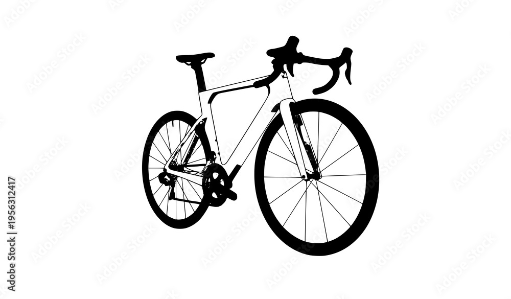 Fototapeta premium Minimal road bike line art vector with simple frame design for logo placement isolated on white background