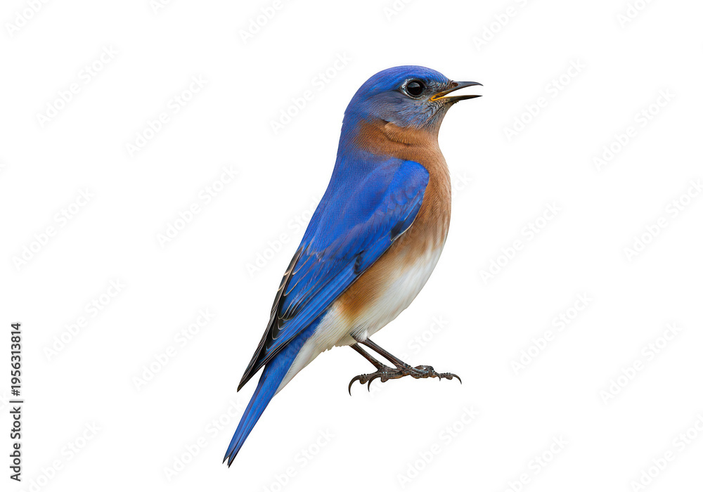 Obraz premium A vibrant bluebird perched elegantly on a branch with a bright orange chest